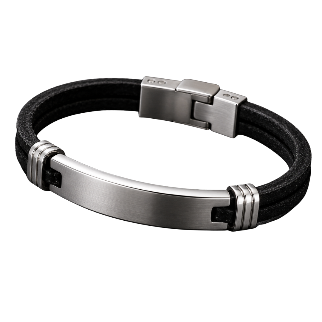 Stainless Steel & Black Suede Bracelet | Jully Sttenphord