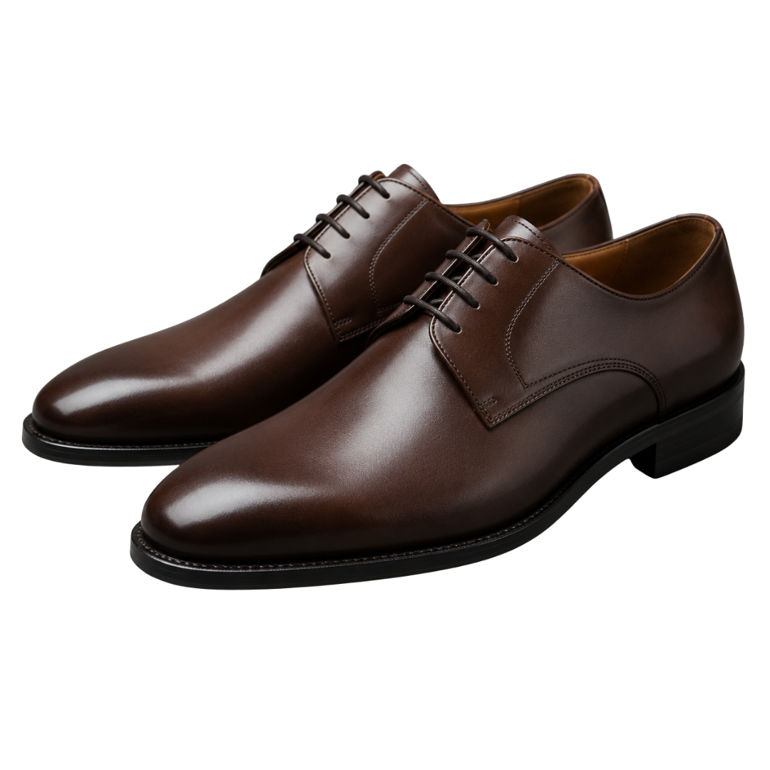 Chestnut Brown Leather Derby Shoes | Jully Sttenphord