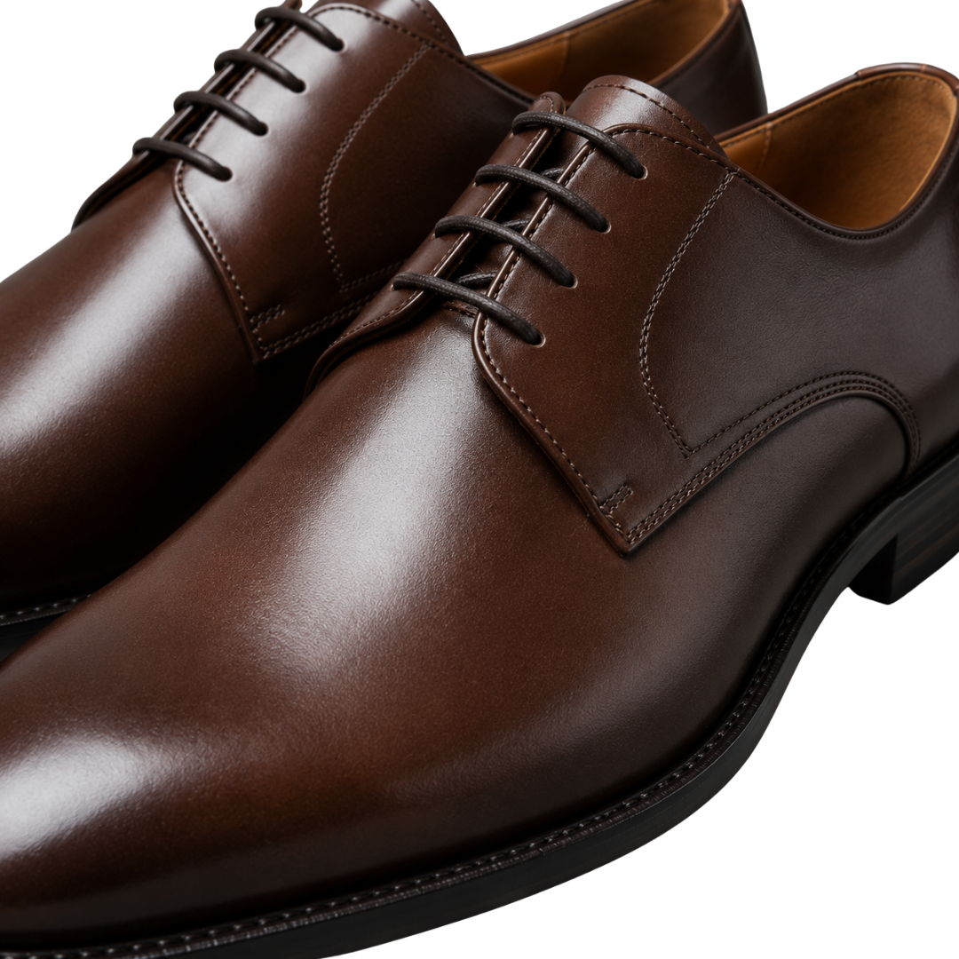 Chestnut Brown Leather Derby Shoes | Jully Sttenphord