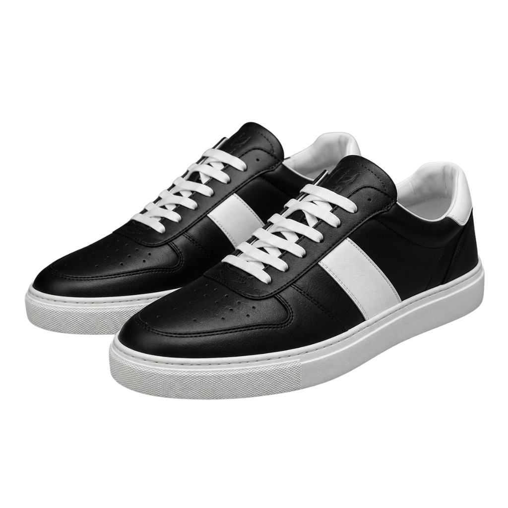 Black & White Leather Low-Top Trainers | Jully Sttenphord