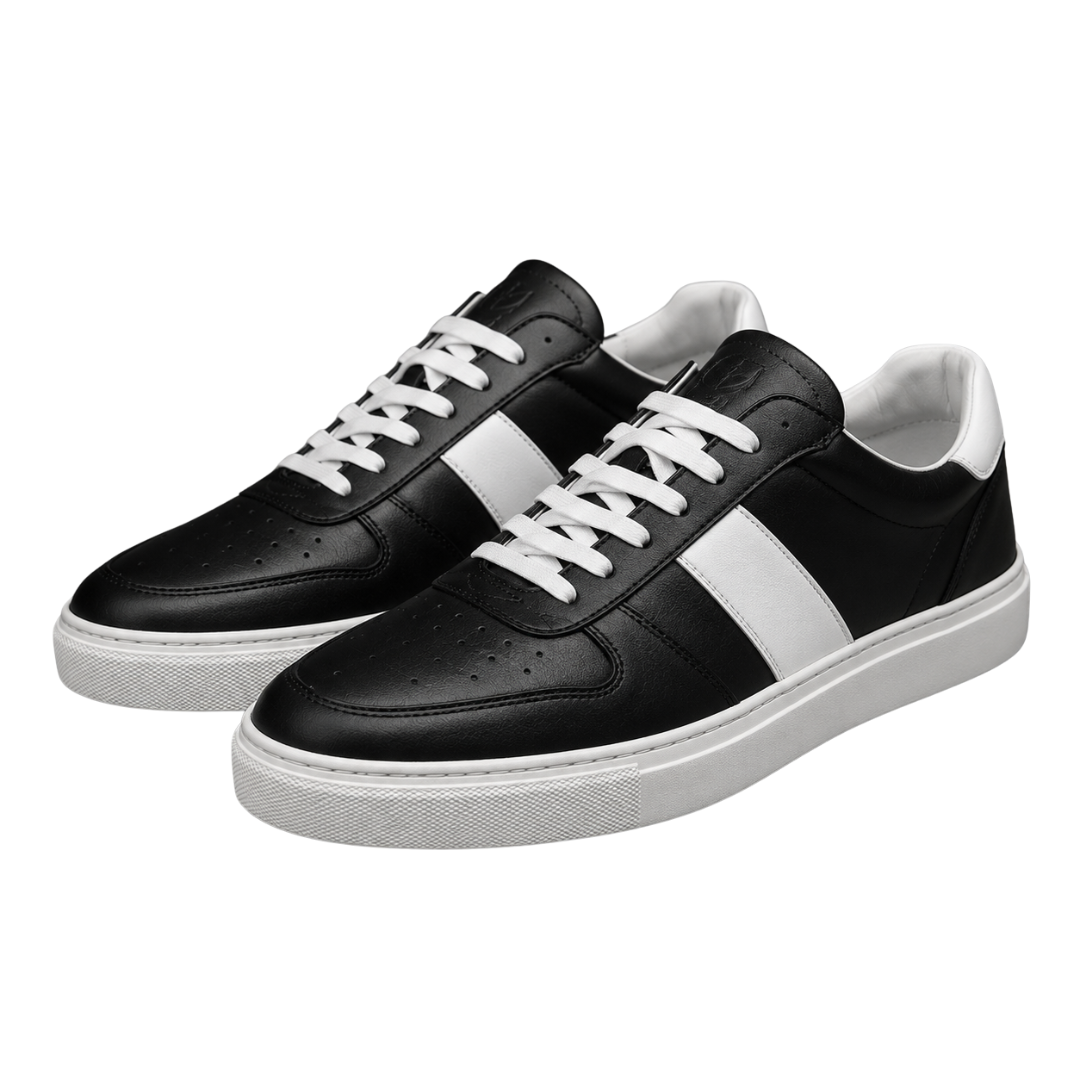 Black & White Leather Low-Top Trainers | Jully Sttenphord
