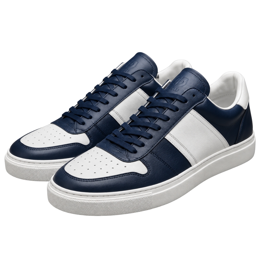 Navy & White Leather Low-Top Trainers | Jully Sttenphord