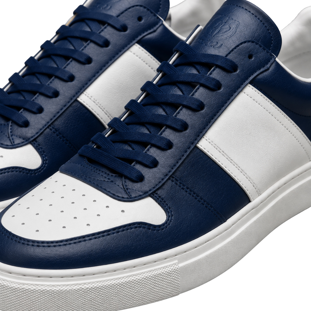 Navy & White Leather Low-Top Trainers | Jully Sttenphord